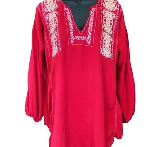 Silky party top with gold embroidery